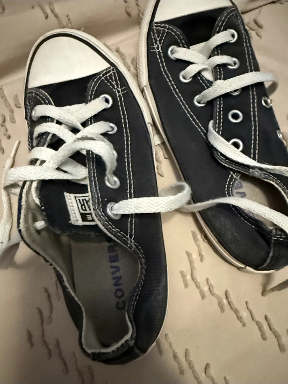 Converse Kids Black Canvas Low-Top Sneakers with White Accents. Kids size 1.